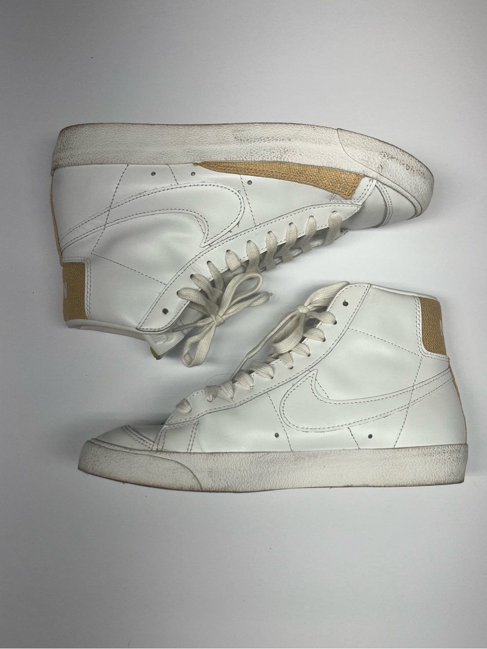 Nike Women’s White High-Top Sneakers with Tan Panels